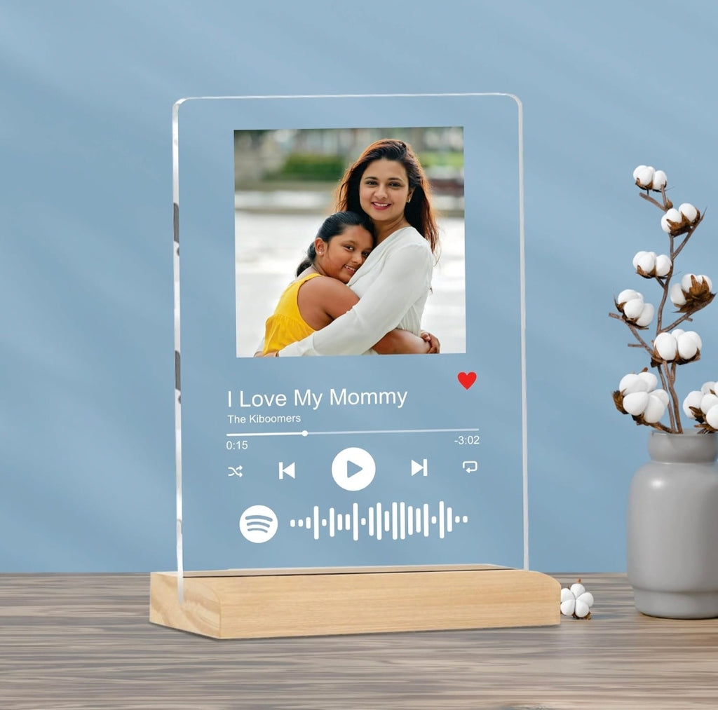 Customized Photo and Spotify Personalized Photo Frame with Wooden Stand