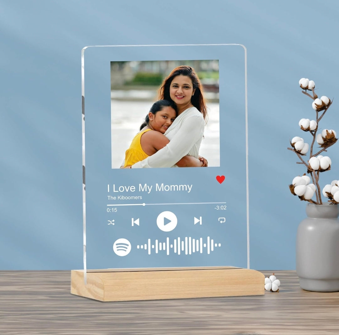 Customized Photo and Spotify Personalized Photo Frame with Wooden Stand