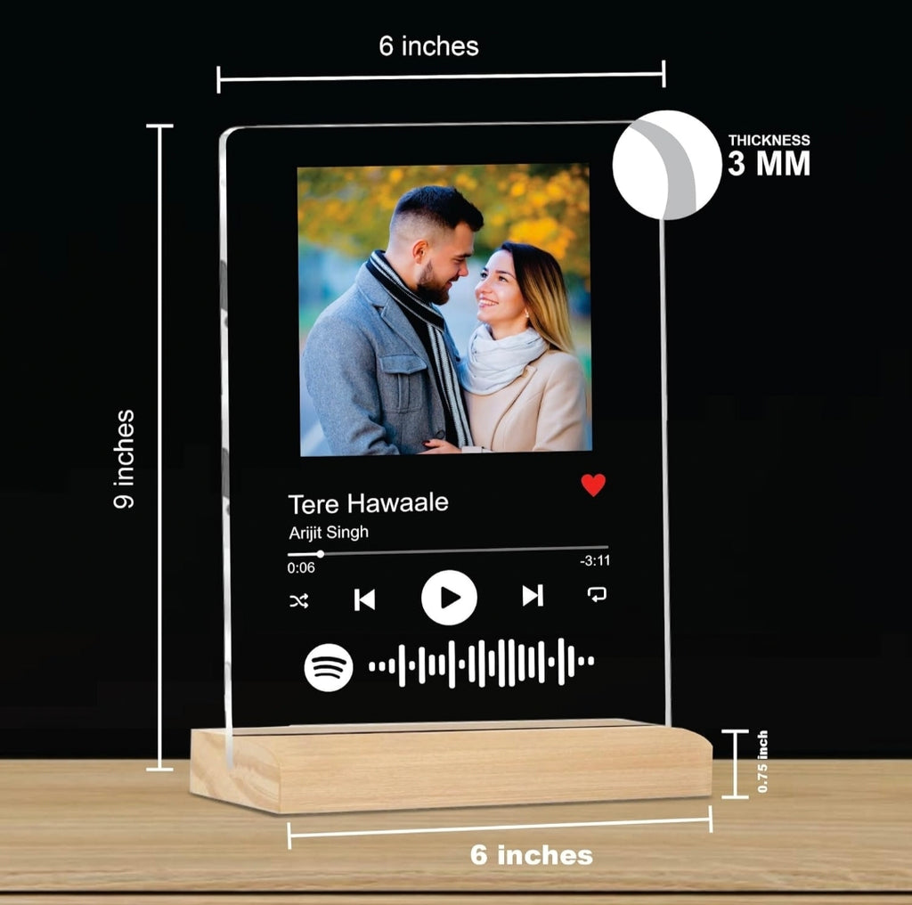 Customized Photo and Spotify Personalized Photo Frame with Wooden Stand