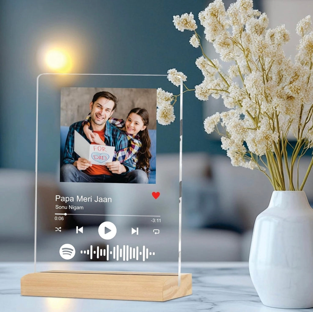 Customized Photo and Spotify Personalized Photo Frame with Wooden Stand